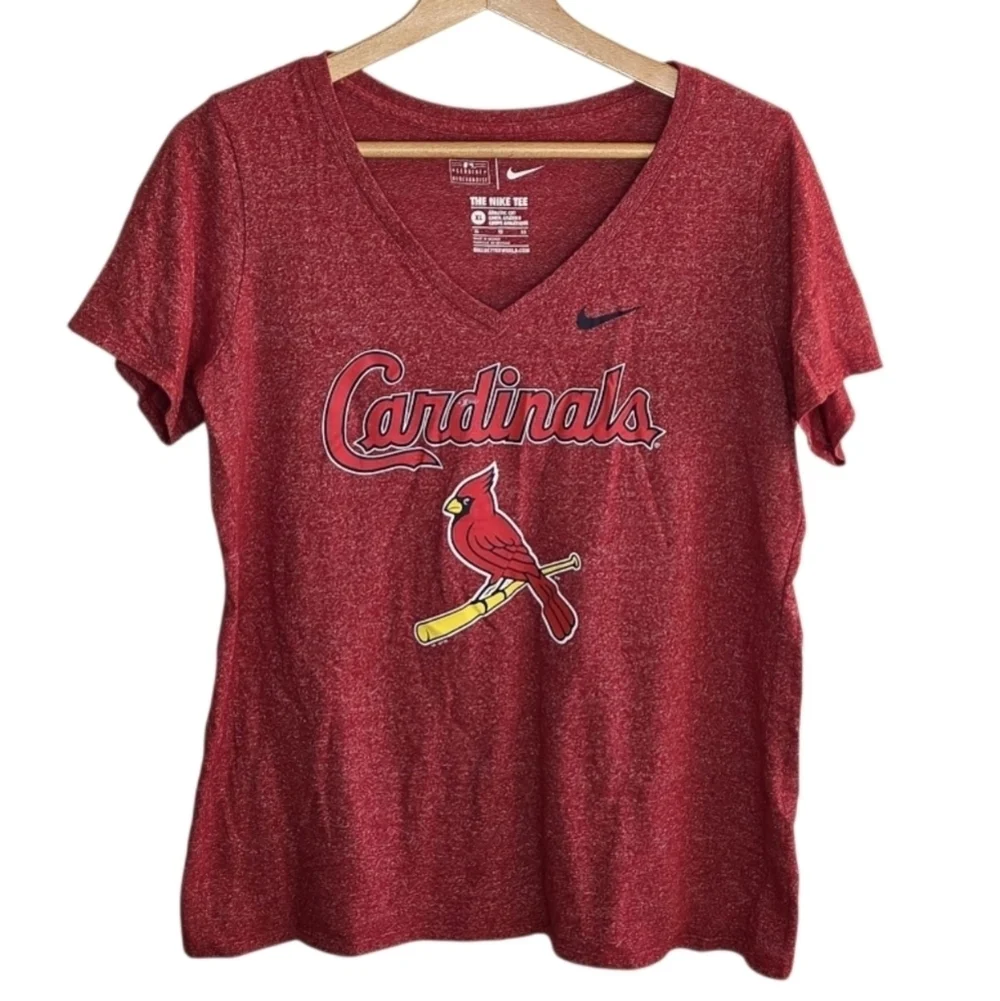 Nike Heathered Red V-neck St. Louis Cardinals Short Sleeve Athletic Cut Tee